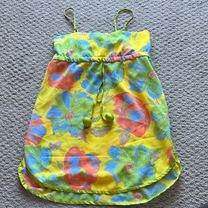 SHEIN Yellow Floral Tie-Waist Kids Swim Coverup